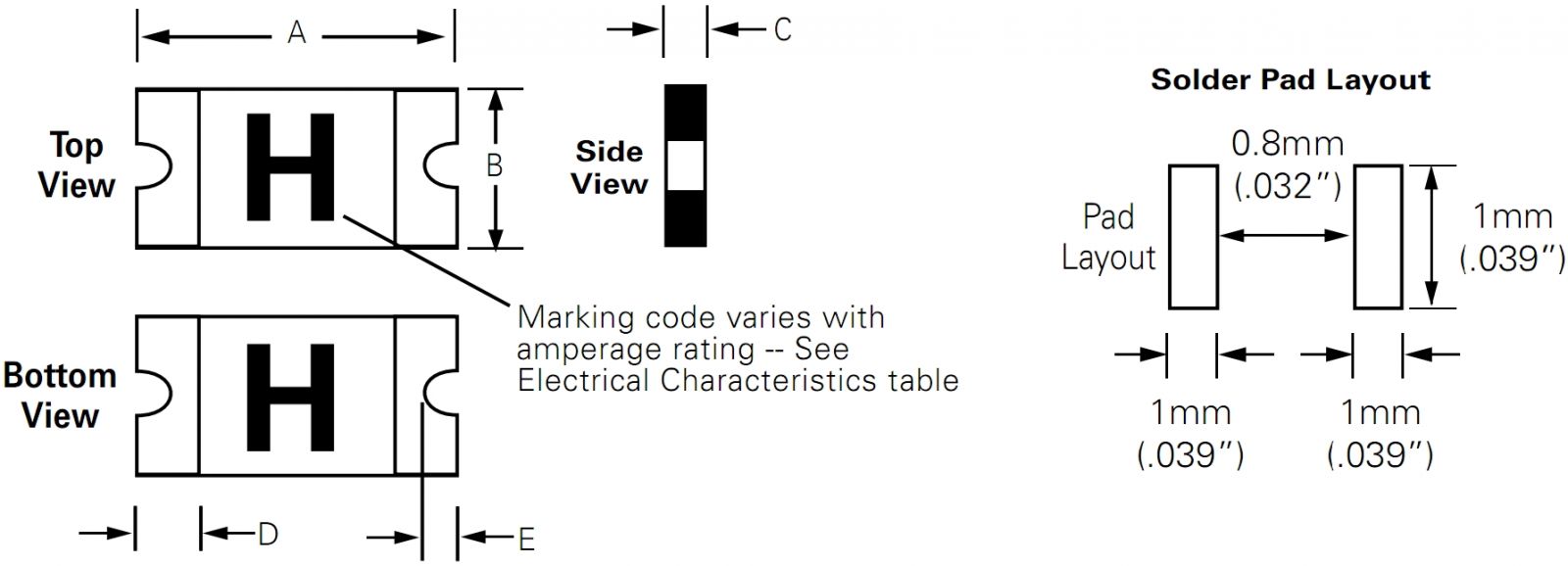 פיוז ניתן לאיפוס PTC SMD 0603 0603L LITTLEFUSE 0603L020YR